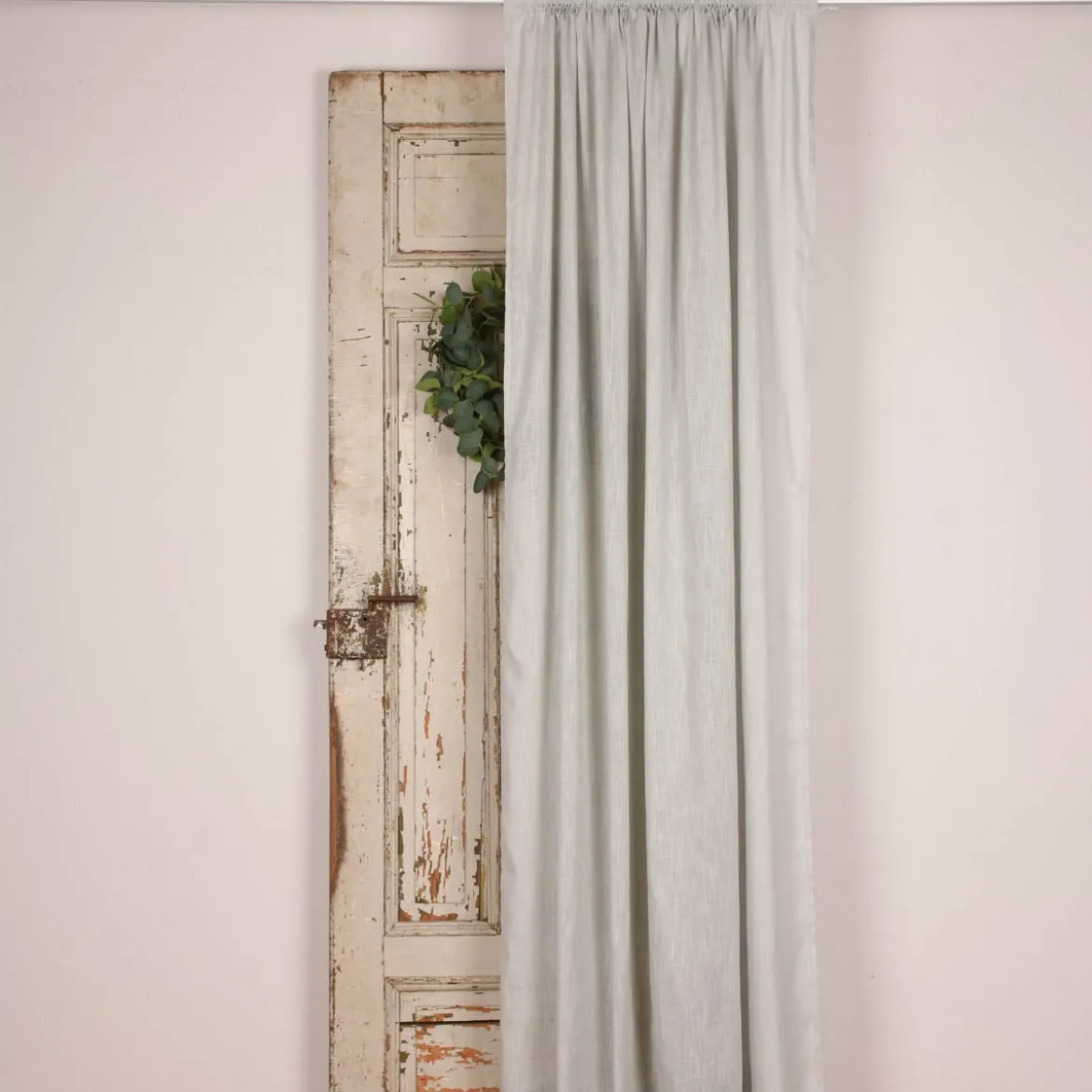 Bio Gardine halbtransparenter Vorhangschal aus Bio Baumwolle Leinenstruktur hellgrau 140x245cm