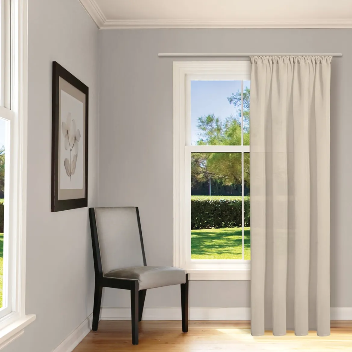 Bio Gardine halbtransparenter Vorhangschal aus Bio Baumwolle Leinenstruktur taupe natur 140x245cm