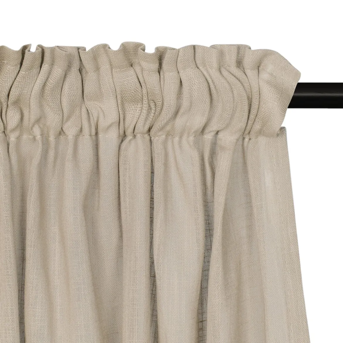 Bio Gardine halbtransparenter Vorhangschal aus Bio Baumwolle Leinenstruktur taupe natur 140x245cm