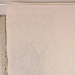 Bio Gardine halbtransparenter Vorhangschal aus Bio Baumwolle Leinenstruktur taupe natur 140x245cm