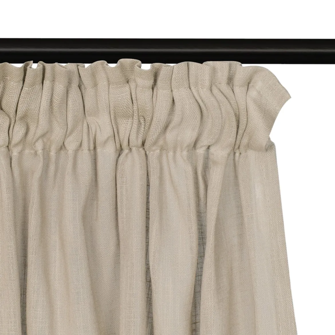 Bio Gardine halbtransparenter Vorhangschal aus Bio Baumwolle Leinenstruktur taupe natur 140x245cm