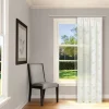 Bio Gardine transparenter Vorhangschal aus Bio Baumwolle mit Blätterstickerei und natürlicher Leinenstruktur weiß grün 140x245cm