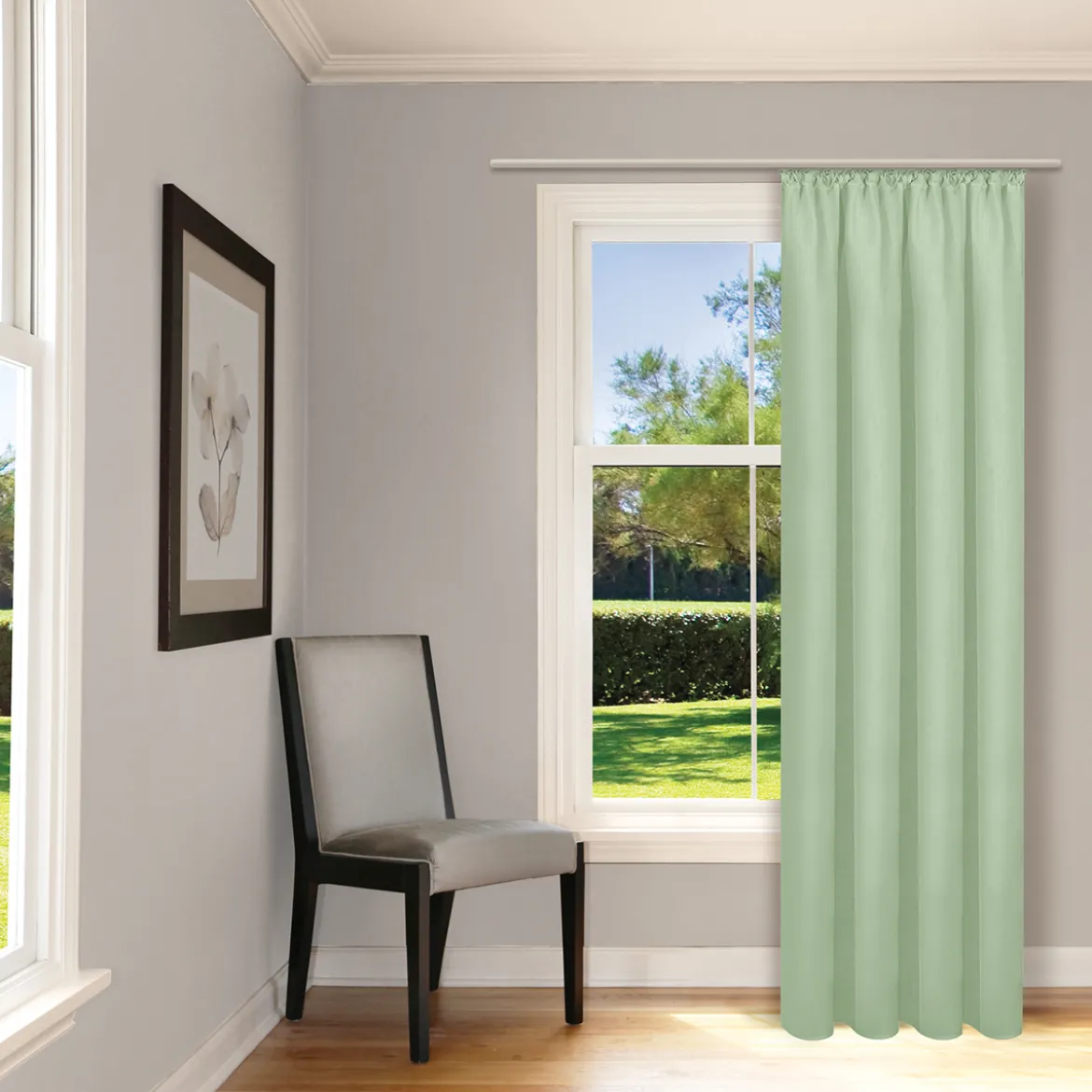 Bio Gardine Vorhangschal aus glatter feiner blickdichter Bio Baumwolle grün 140x245cm
