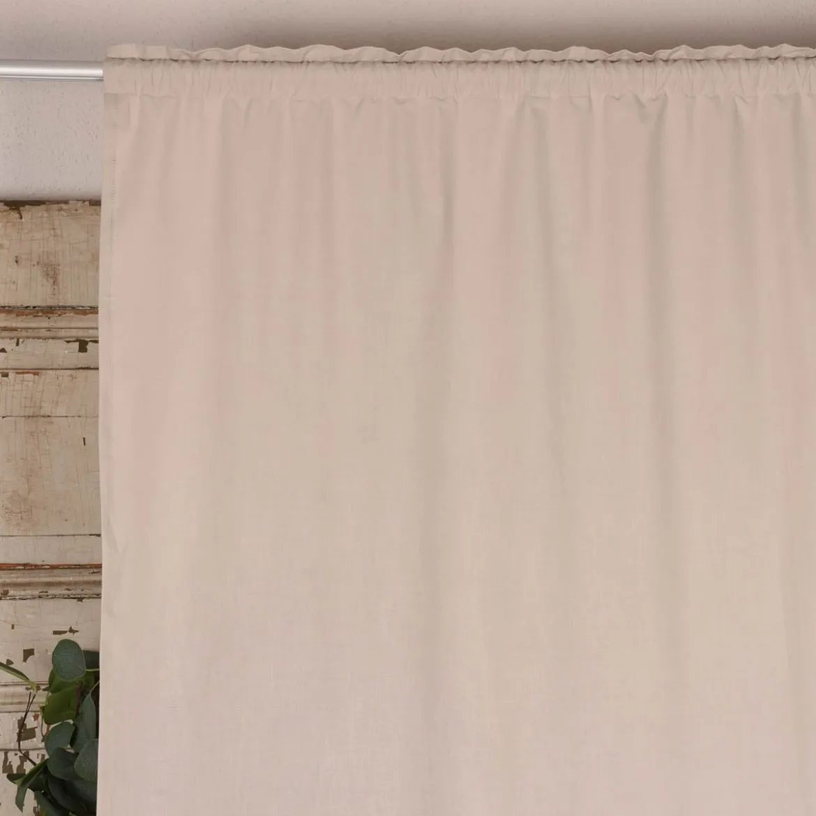 Bio Gardine Vorhangschal aus glatter feiner blickdichter Bio Baumwolle beige 140x245cm