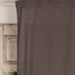 Bio Gardine Vorhangschal aus Bio Baumwolle und Leinen Leinenstruktur einfarbig dunkelgrau 140x270cm