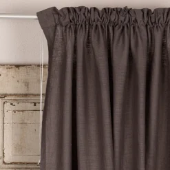 Bio Gardine Vorhangschal aus Bio Baumwolle und Leinen Leinenstruktur einfarbig dunkelgrau 140x270cm