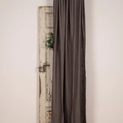 Bio Gardine Vorhangschal aus Bio Baumwolle und Leinen Leinenstruktur einfarbig dunkelgrau 140x270cm