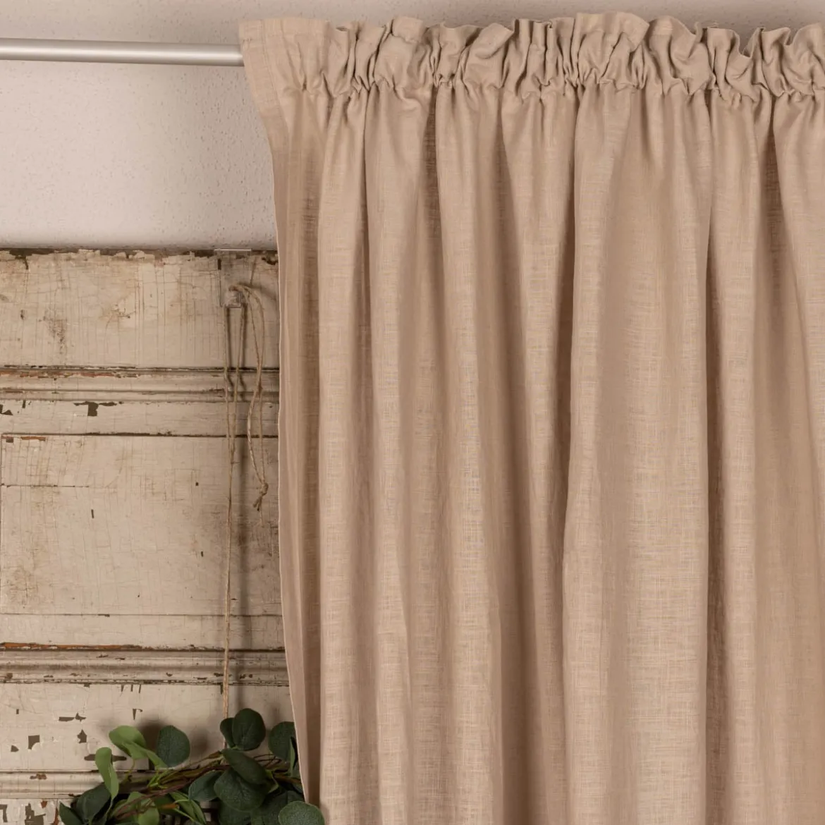 Bio Gardine Vorhangschal aus Bio Baumwolle und Leinen Leinenstruktur einfarbig sand 140x270cm