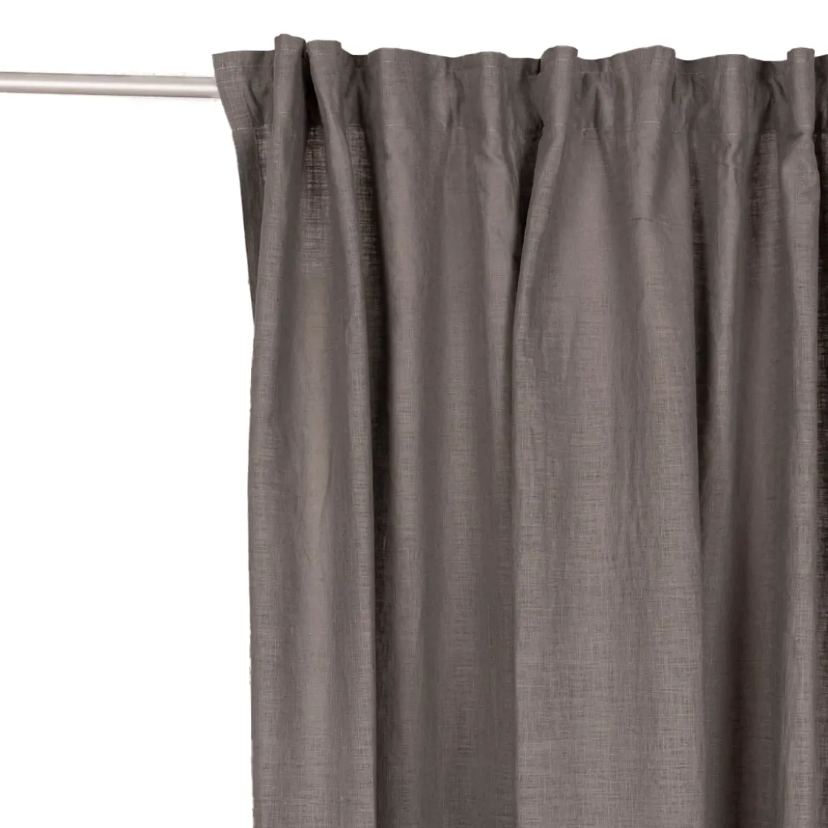 Bio Gardine Vorhangschal aus Bio Baumwolle und Leinen Leinenstruktur einfarbig mittelgrau 140x270cm