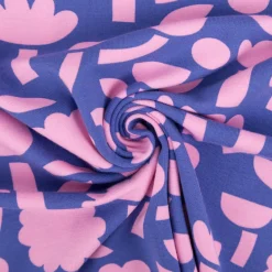 Bio Jersey Stoff Baumwolljersey Blumen Jennifer Bouron blau rosa 1,48 m Breite