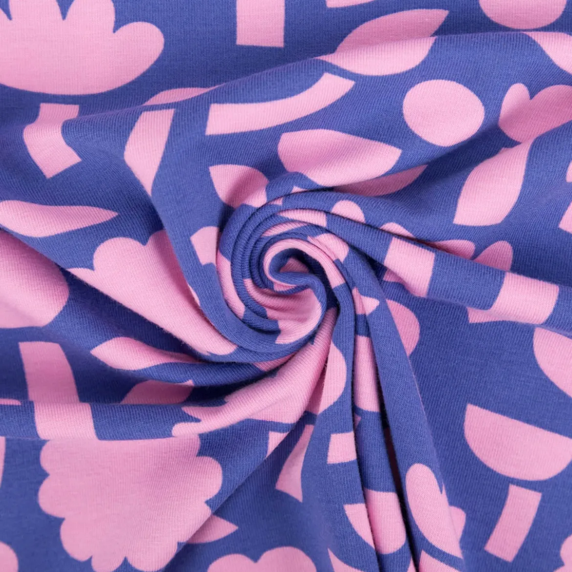 Bio Jersey Stoff Baumwolljersey Blumen Jennifer Bouron blau rosa 1,48 m Breite