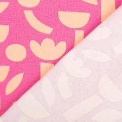 Bio Jersey Stoff Baumwolljersey Blumen Jennifer Bouron fuchsia apricot 1,48 m Breite