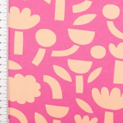 Bio Jersey Stoff Baumwolljersey Blumen Jennifer Bouron fuchsia apricot 1,48 m Breite