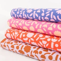 Bio Jersey Stoff Baumwolljersey Blumen Jennifer Bouron fuchsia apricot 1,48 m Breite