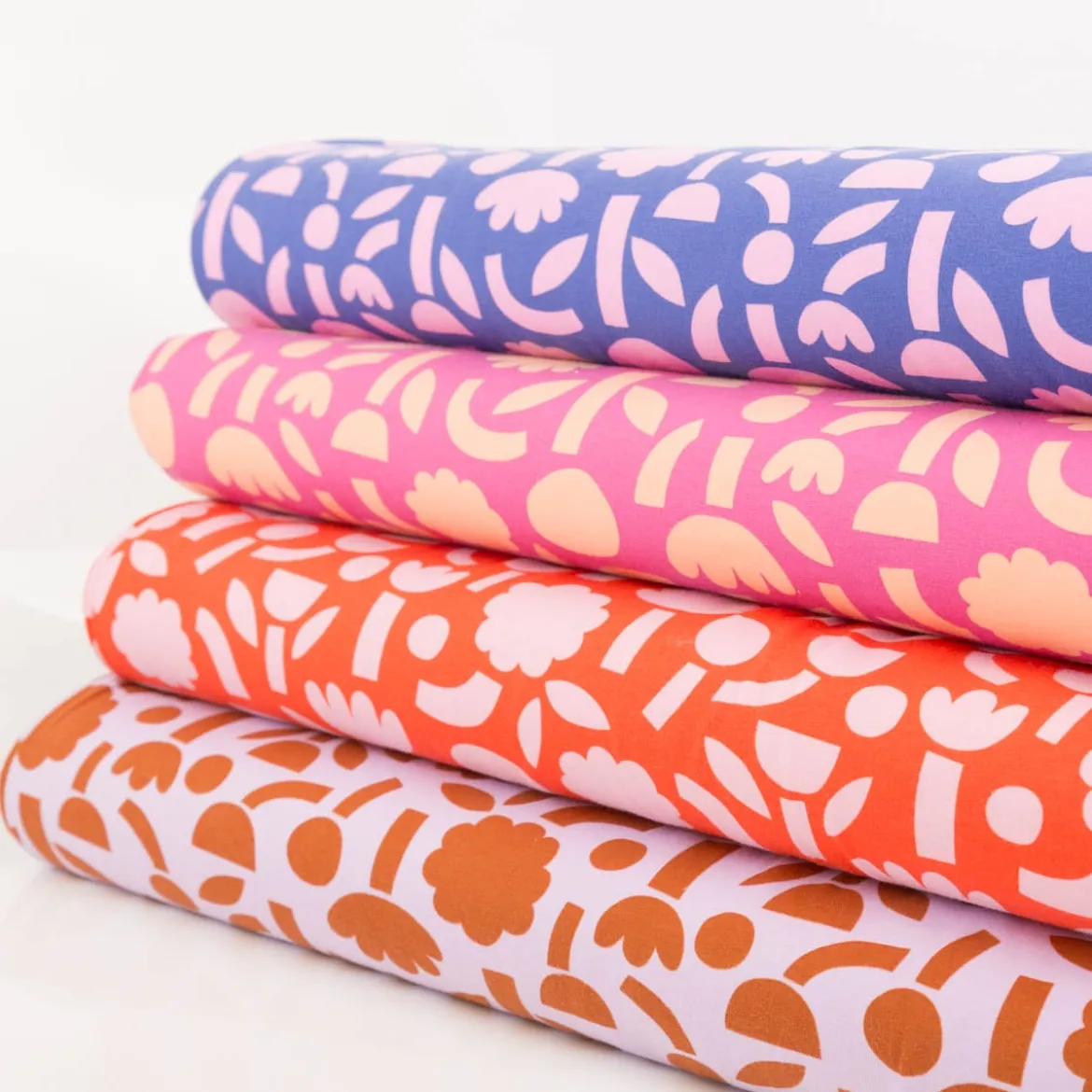 Bio Jersey Stoff Baumwolljersey Blumen Jennifer Bouron fuchsia apricot 1,48 m Breite