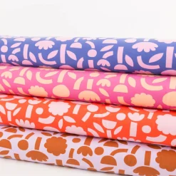 Bio Jersey Stoff Baumwolljersey Blumen Jennifer Bouron fuchsia apricot 1,48 m Breite