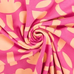 Bio Jersey Stoff Baumwolljersey Blumen Jennifer Bouron fuchsia apricot 1,48 m Breite