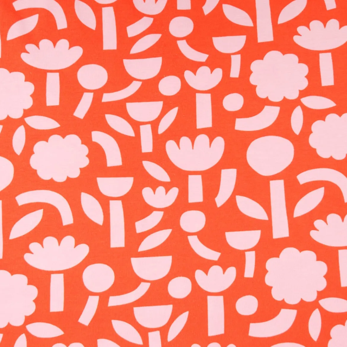 Bio Jersey Stoff Baumwolljersey Blumen Jennifer Bouron orange rosa 1,48 m Breite