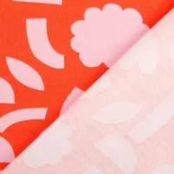 Bio Jersey Stoff Baumwolljersey Blumen Jennifer Bouron orange rosa 1,48 m Breite