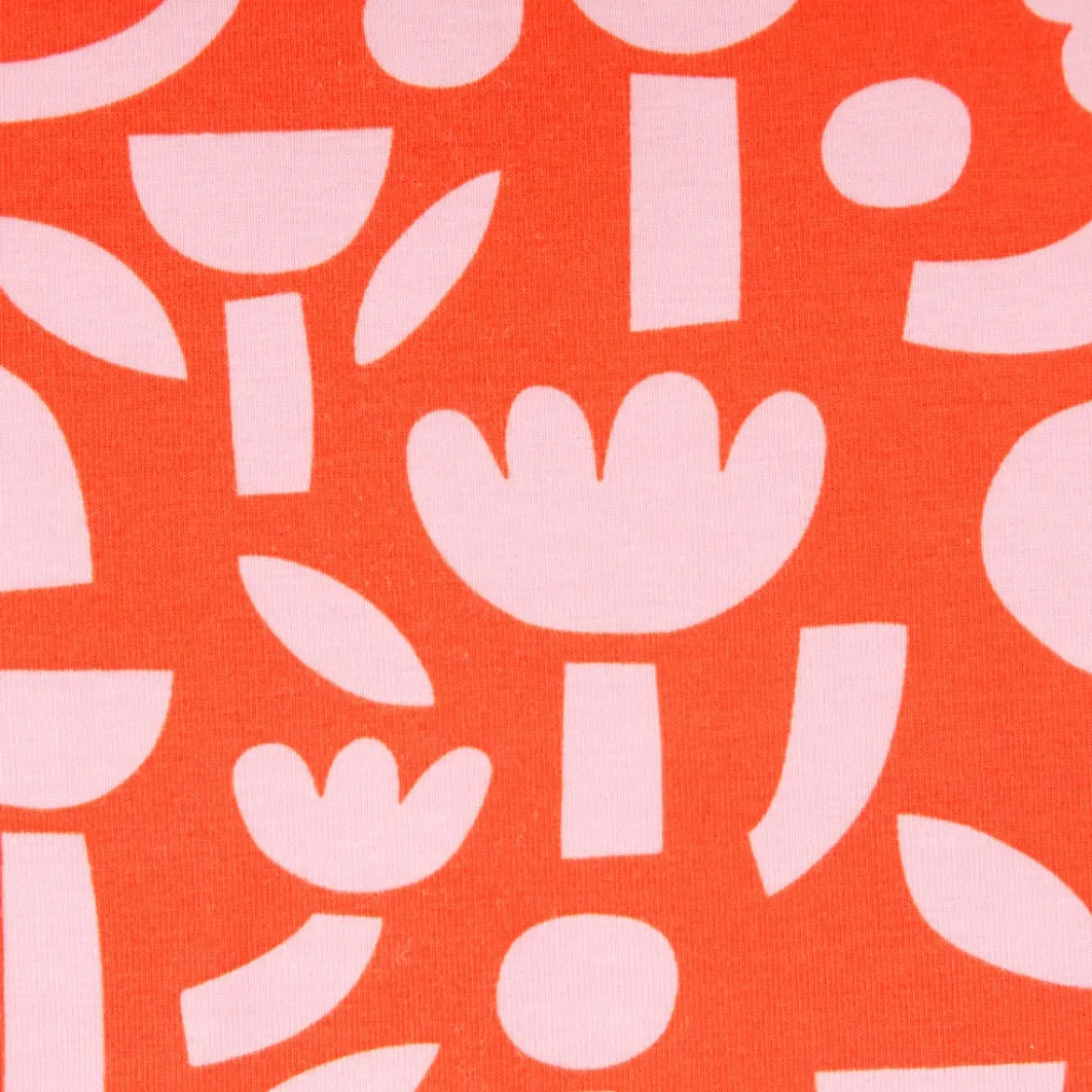 Bio Jersey Stoff Baumwolljersey Blumen Jennifer Bouron orange rosa 1,48 m Breite