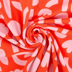 Bio Jersey Stoff Baumwolljersey Blumen Jennifer Bouron orange rosa 1,48 m Breite