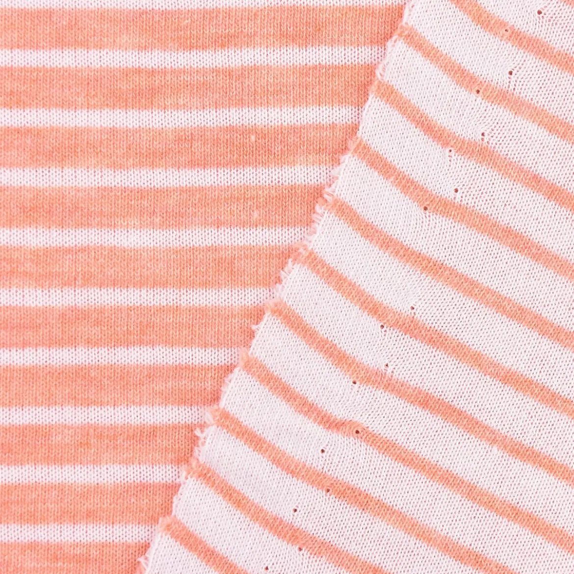 Bio-Jerseystoff Hamburger Liebe Albstoffe Double-Stripe Streifen orange meliert weiß 1,50m Breite