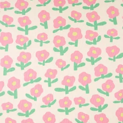 Bio Rippjersey Rib Jersey Stoff Baumwolle Blumen Jennifer Bouron natur pink 1,2m Breite