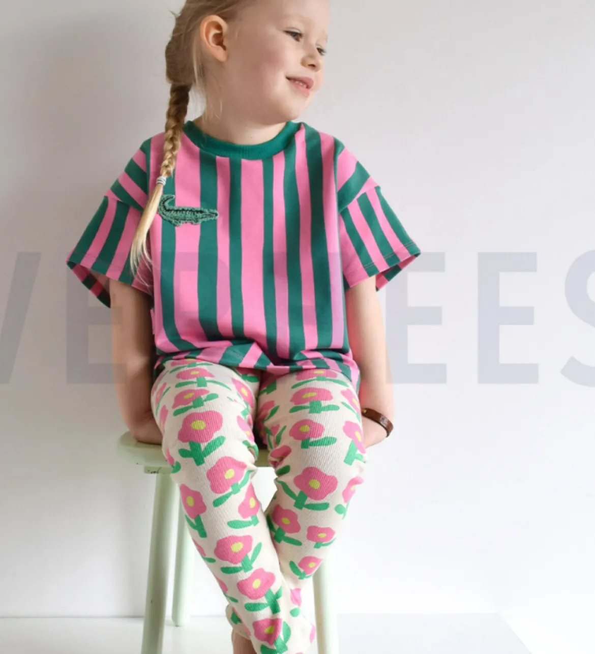 Bio Rippjersey Rib Jersey Stoff Baumwolle Blumen Jennifer Bouron natur pink 1,2m Breite