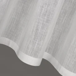 Bio Schlaufenbistro transparente Scheibengardine aus Bio Baumwolle mit Leinenstruktur wollweiß 150x50cm
