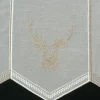 Bistrogardine Panneaux Scheibengardine nähfrei Stickerei Hirsch wollweiß taupe 30cm Höhe