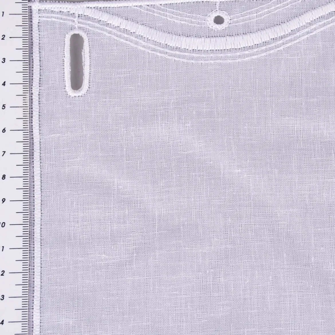 Bistrogardine Panneaux Scheibengardine nähfrei Stickerei Leinenlook weiß 60cm Höhe