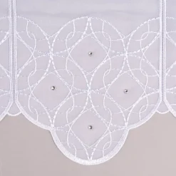 Bistrogardine Panneaux Scheibengardine nähfrei Stickerei Glitzerstein weiß 45cm Höhe