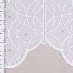 Bistrogardine Panneaux Scheibengardine nähfrei Stickerei Glitzerstein weiß 45cm Höhe