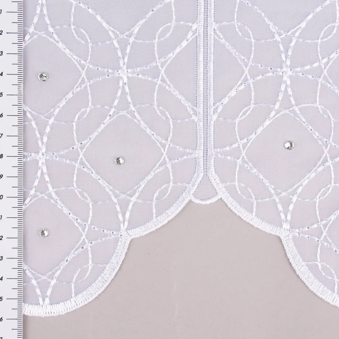 Bistrogardine Panneaux Scheibengardine nähfrei Stickerei Glitzerstein weiß 45cm Höhe