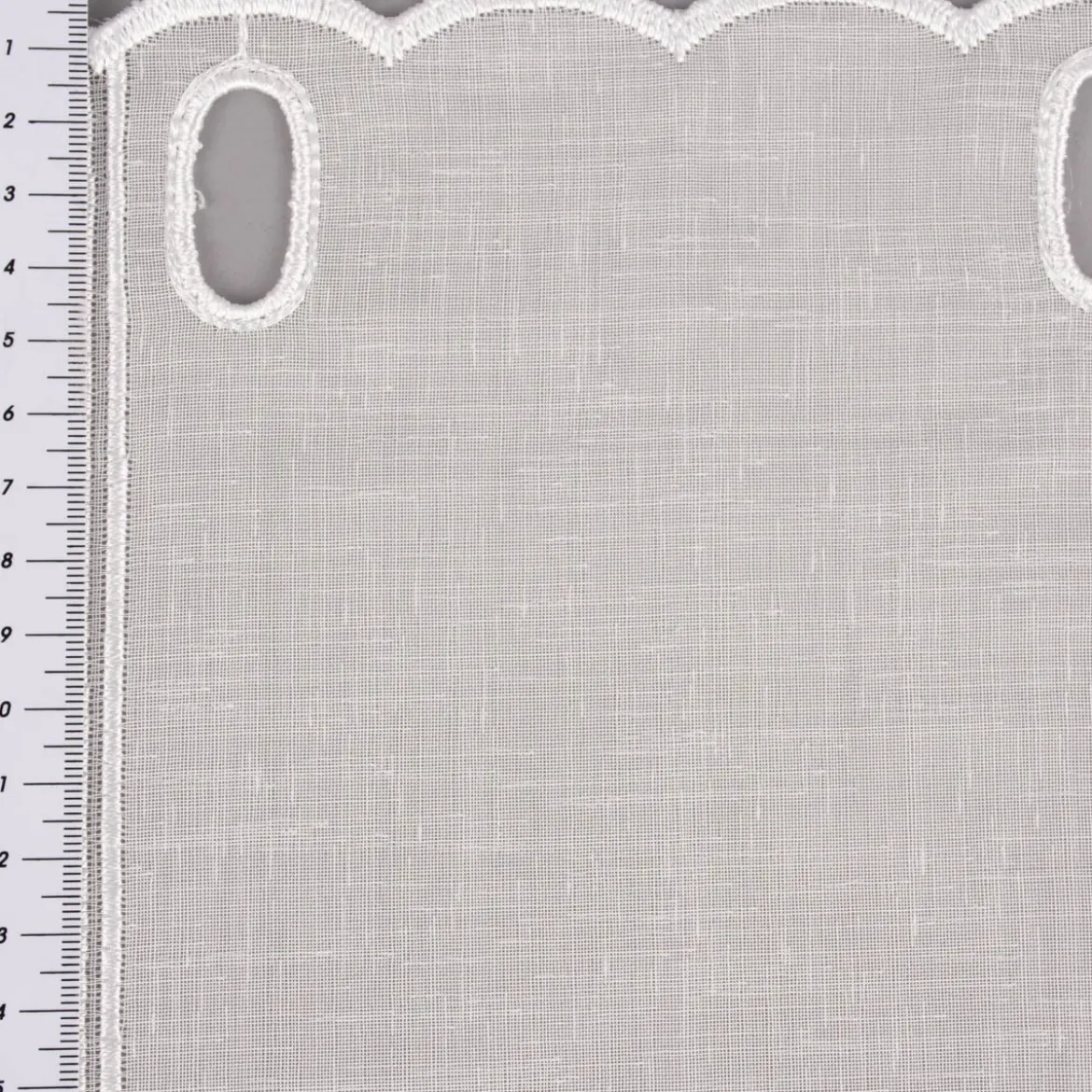 Bistrogardine Panneaux Scheibengardine nähfrei Leinenlook Stickerei Herzen ecru 45cm Höhe