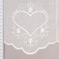 Bistrogardine Panneaux Scheibengardine nähfrei Leinenlook Stickerei Herzen ecru 45cm Höhe