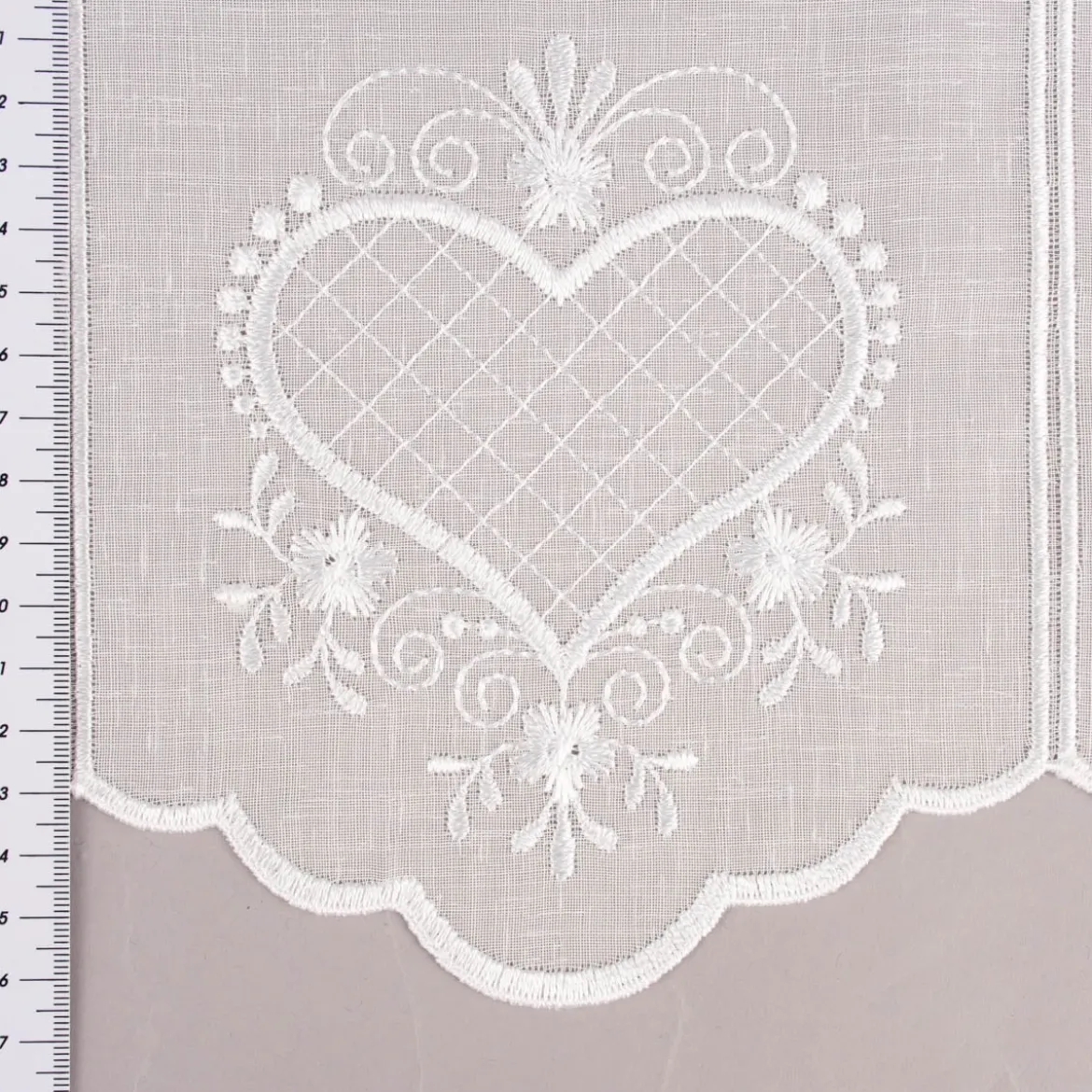 Bistrogardine Panneaux Scheibengardine nähfrei Leinenlook Stickerei Herzen ecru 45cm Höhe