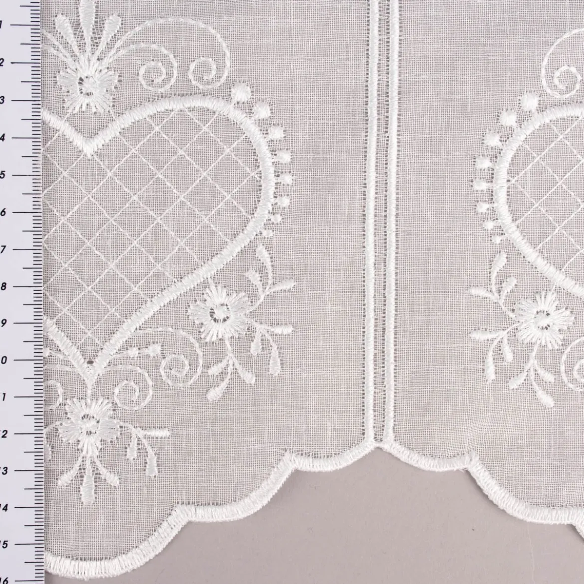 Bistrogardine Panneaux Scheibengardine nähfrei Leinenlook Stickerei Herzen ecru 30cm Höhe