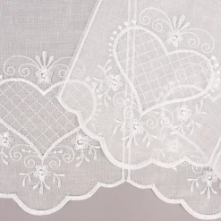Bistrogardine Panneaux Scheibengardine nähfrei Leinenlook Stickerei Herzen ecru 30cm Höhe