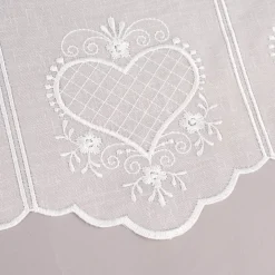 Bistrogardine Panneaux Scheibengardine nähfrei Leinenlook Stickerei Herzen ecru 30cm Höhe