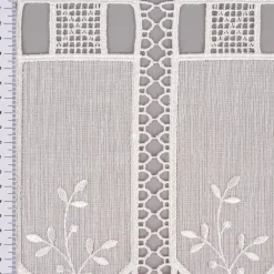 Bistrogardine Panneaux Scheibengardine nähfrei Leinenlook Häkelei Stickerei Blätter ecru 30cm Höhe