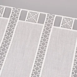 Bistrogardine Panneaux Scheibengardine nähfrei Leinenlook Häkelei Stickerei Blätter ecru 60cm Höhe