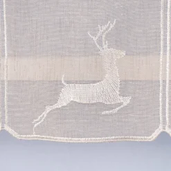 Bistrogardine Panneaux Scheibengardine nähfrei Leinenstruktur Stickerei Hirsch natur 20cm Höhe