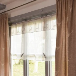 Bistrogardine Panneaux Scheibengardine nähfrei Leinenstruktur uni wollweiß 45cm Höhe