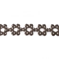 Blumenborte Borte Zierband braun mit weißen Punkten Breite: 2,3cm
