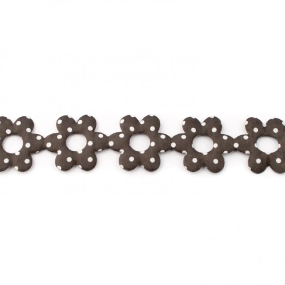 Blumenborte Borte Zierband braun mit weißen Punkten Breite: 2,3cm