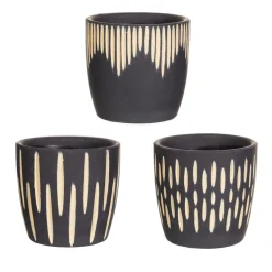 Blumentopf 3er Set Boho Keramik schwarz 8x7,5cm von Sass & Belle