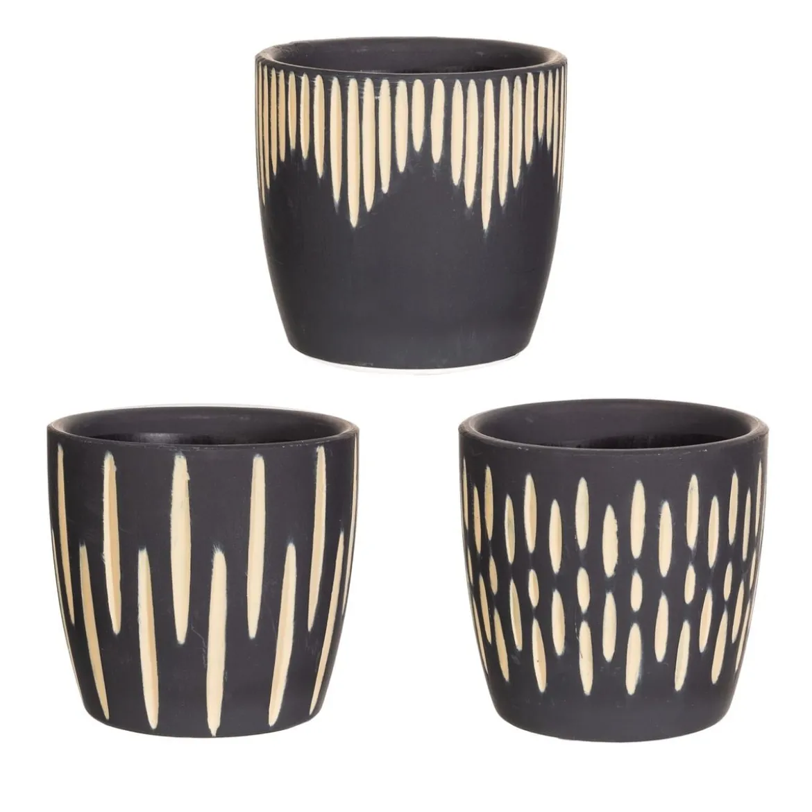 Blumentopf 3er Set Boho Keramik schwarz 8x7,5cm von Sass & Belle