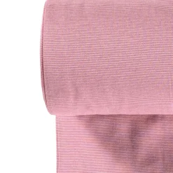 Bündchenstoff Baumwolle Yarn Dyed Streifen fein weiß rosa 35cm Breite
