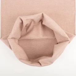 Bündchenstoff Baumwolle Yarn Dyed Streifen fein weiß camel 35cm Breite